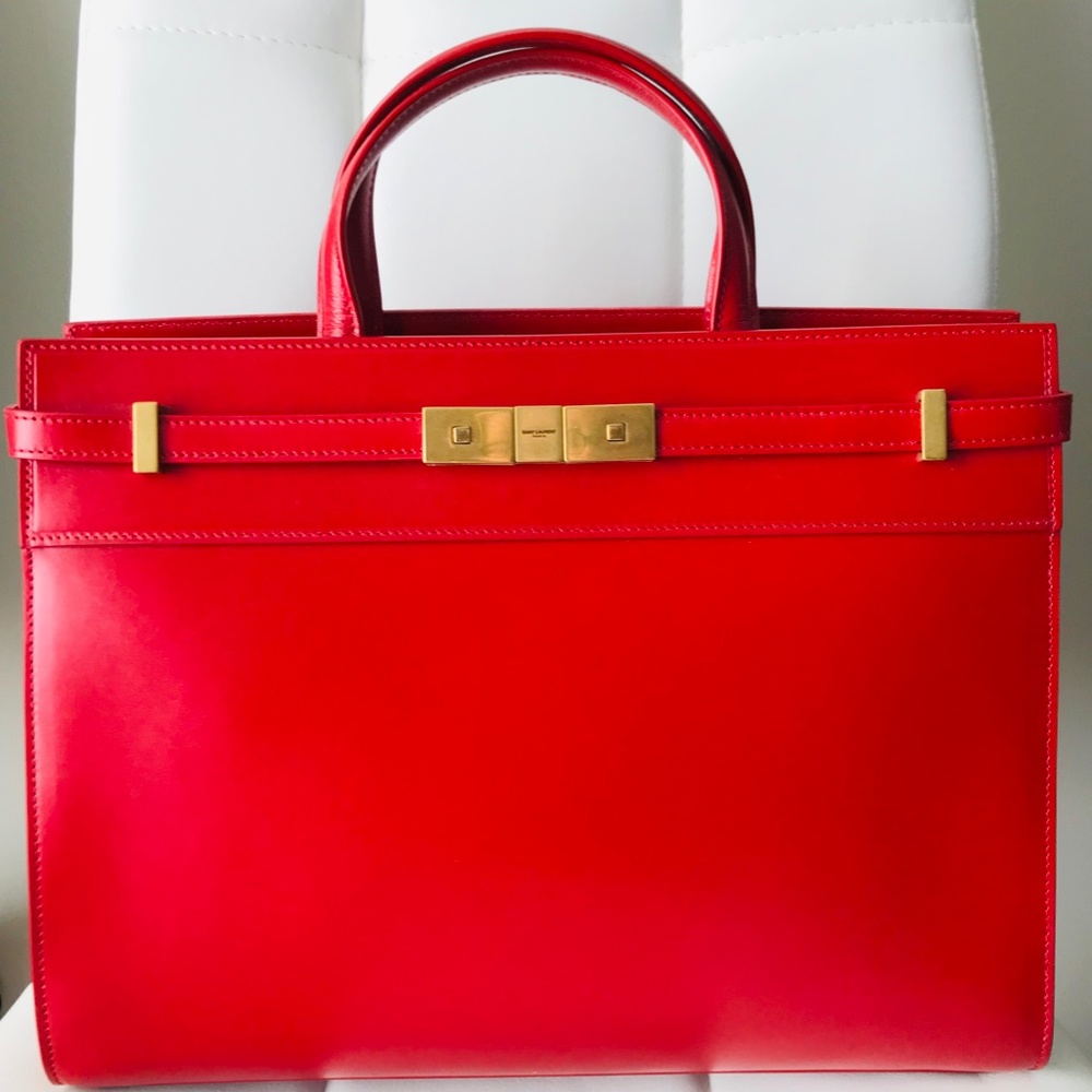 NWT! RARE❤️YSL Saint Laurent Manhattan Calfskin Smooth Leather Bag